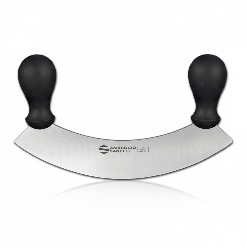 Ambrogio Sanelli Mincing Knife Single Blade 25cm Black - Professional Chef Mince Knife