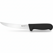 Ambrogio Sanelli Curved Stiff Boning Knife 15cm Black Handle - Professional Butcher Boning Blade