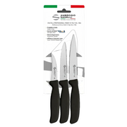 Ambrogio Sanelli 3 Piece Paring Knife Set Black Handle - Professional Chef Kitchen Paring Knives
