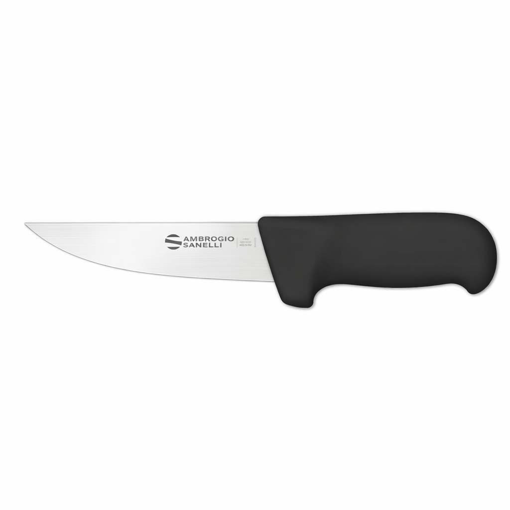 Ambrogio Sanelli Narrow Boning Knife 12cm Black Handle - Professional Compact Butcher Boning Knife
