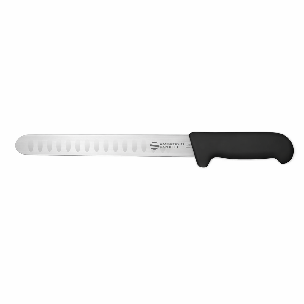 Ambrogio Sanelli Salmon Slicer 32cm Black Handle - Professional Fish Monger Slicing Knife