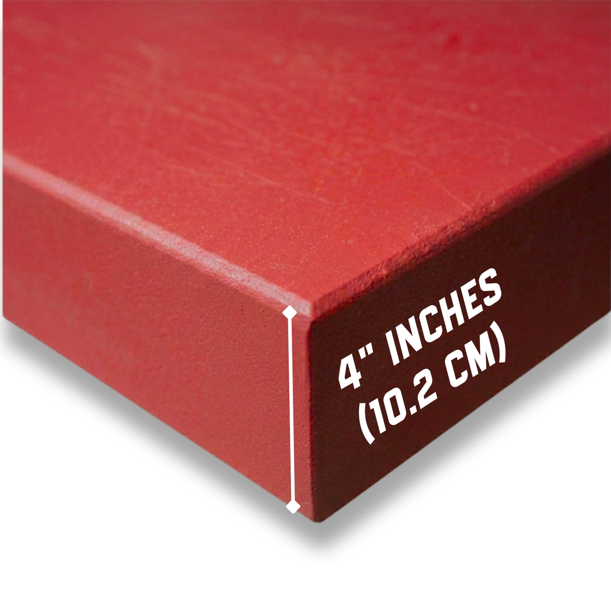 4 inch red polytop 2ft x 2ft alternate view - compact butchers cutting board