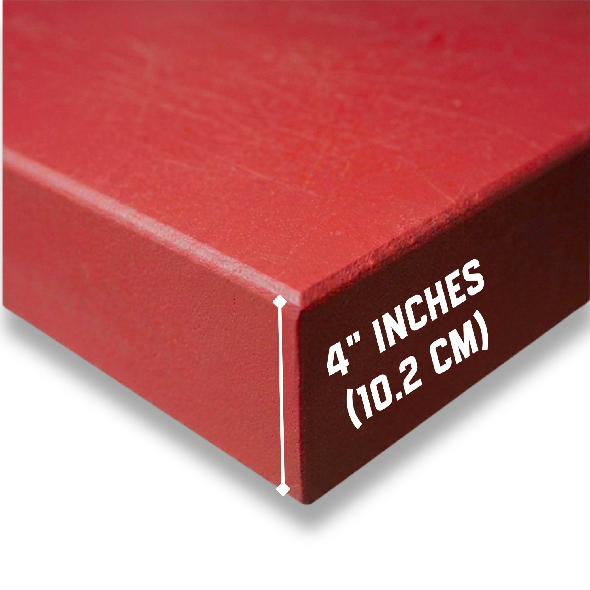 4 inch red polytop 2ft x 2ft alternate view - compact butchers cutting board