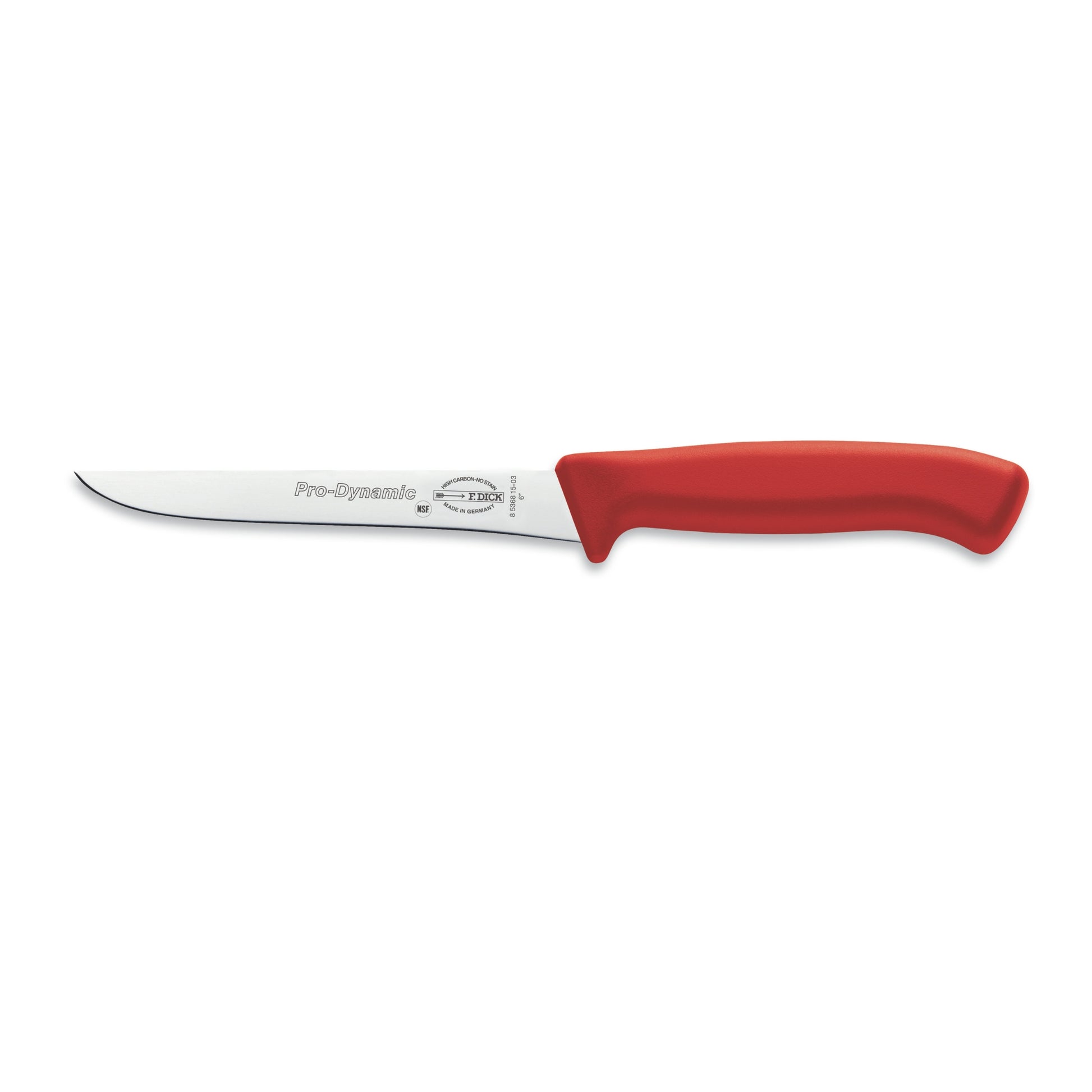 F Dick 15cm Pro Dynamic boning knife red handle - butchers colour coded knife
