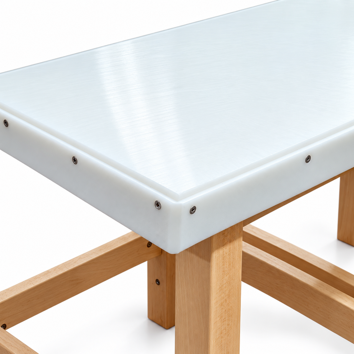 White Polytop with Wooden Frame