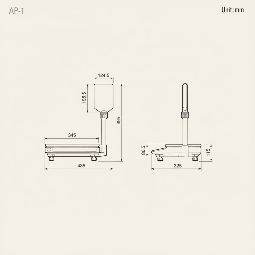 CAS AP-1 scale alternate view - butchers counter weighing equipment