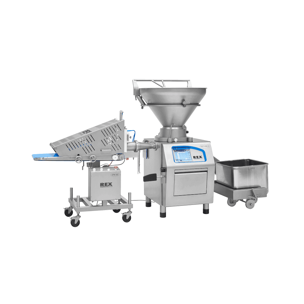 REX UFM300-5 Burger Machine Side View - Professional Butcher Burger Former