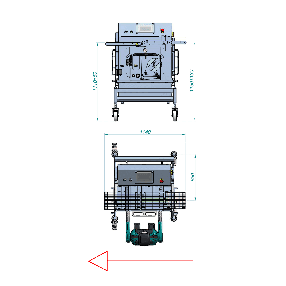 Veserkal PE160 Dispenser Technical View - Professional Butcher Interleaving Machine