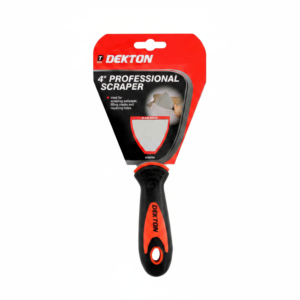 Dekton 4 Inch Scraper Angled View - Butcher Block Cleaning Scraper Tool