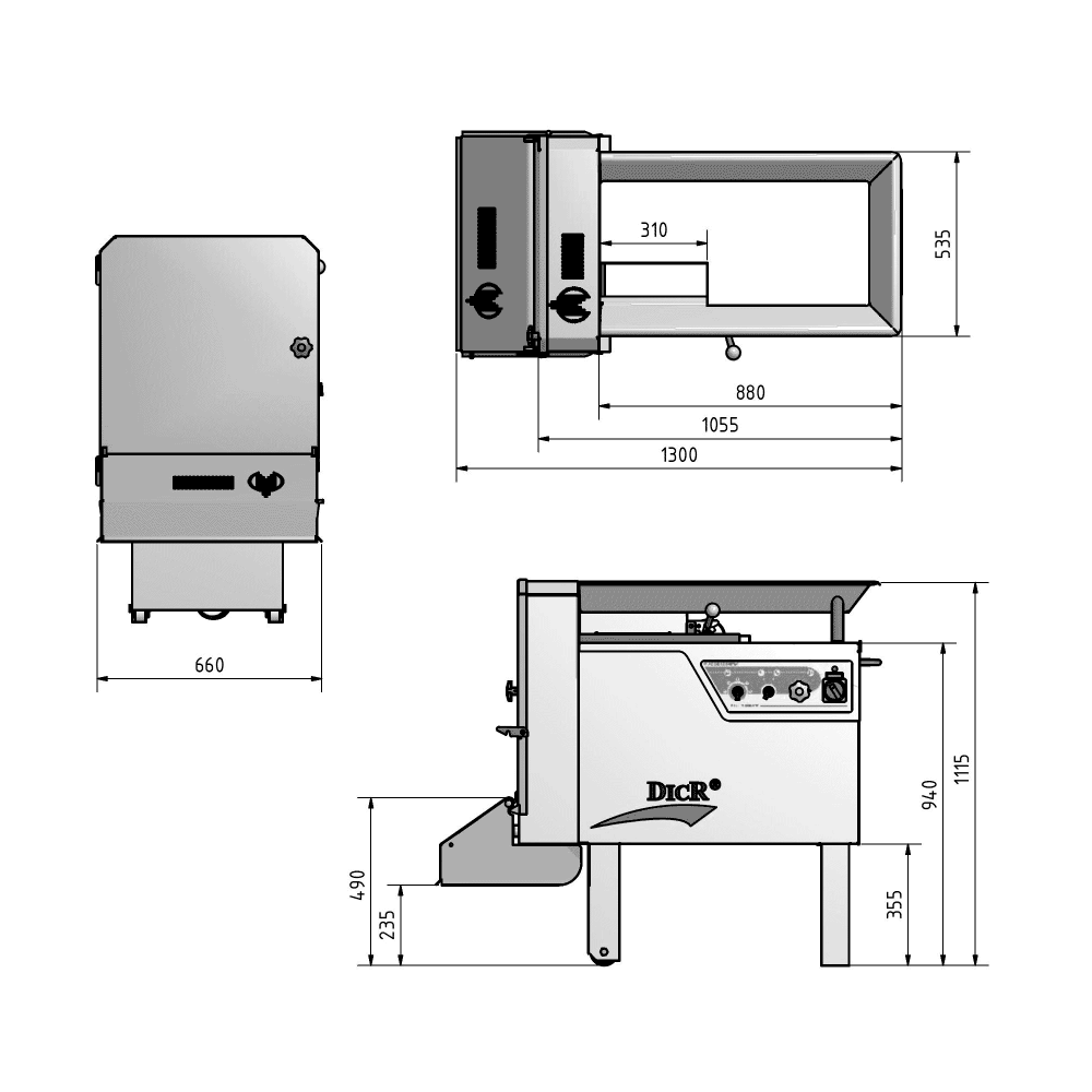 FOODLOGISTIK Classic 96 Dicer Technical Diagram - Commercial Dicing Machine Specifications and Dimensions
