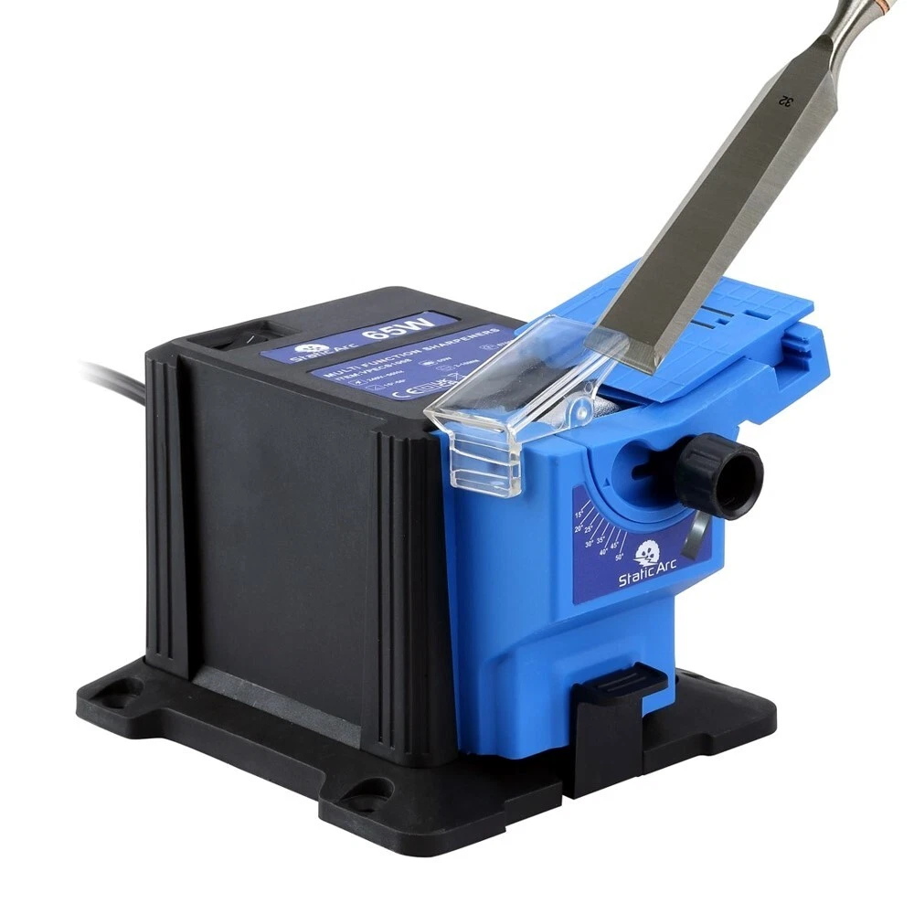 Electric Multi Use Sharpener Blue Side View - Professional Butcher Knife Sharpener