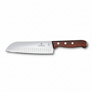 Victorinox 7 Inch Santoku Fluted Knife Wood Handle - Professional Chef Kitchen Knife