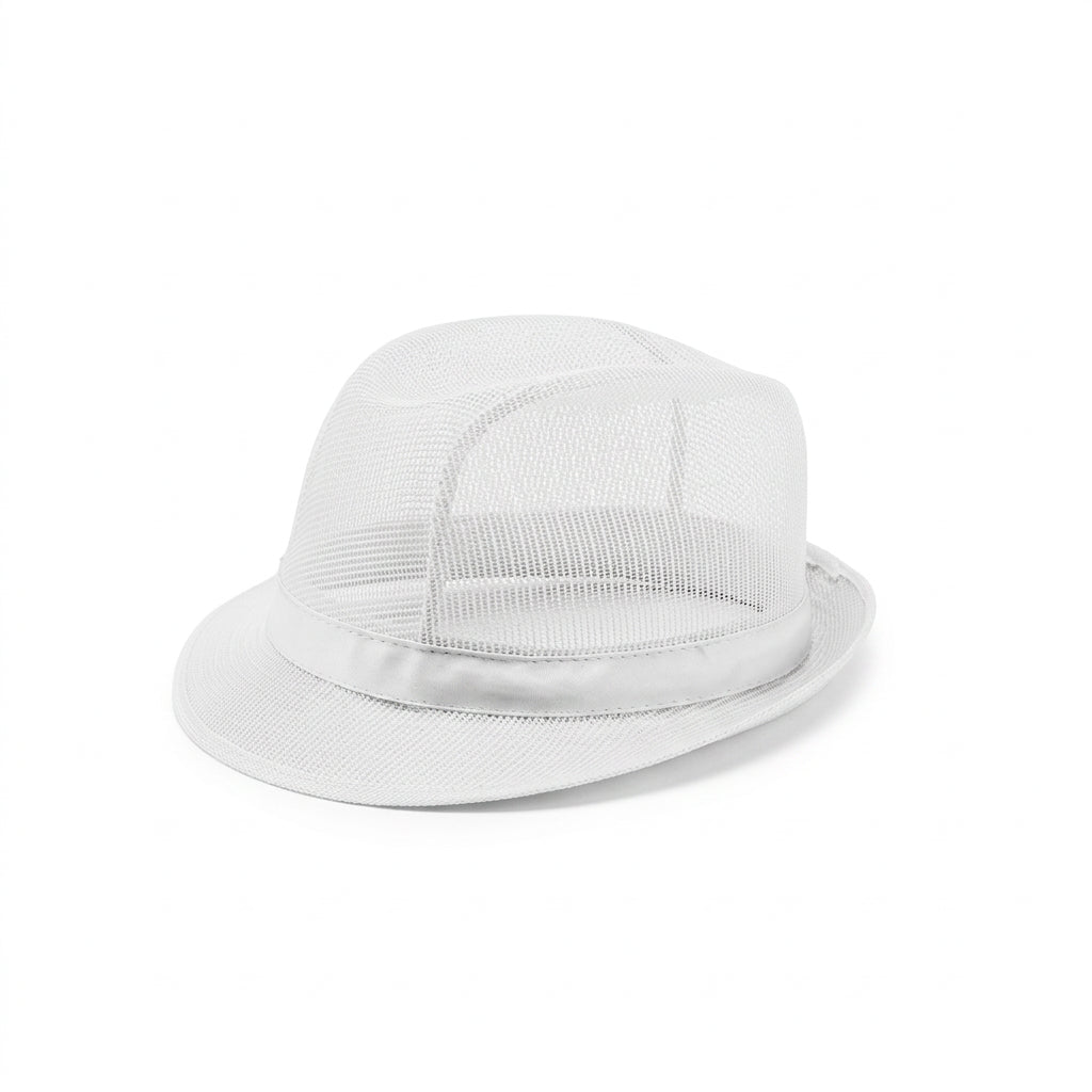 White polyester trilby hat - butchers shop food safe headwear