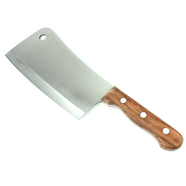 Stainless Steel Cleaver Wood Handle 21cm - Professional Butcher Meat Cleaver