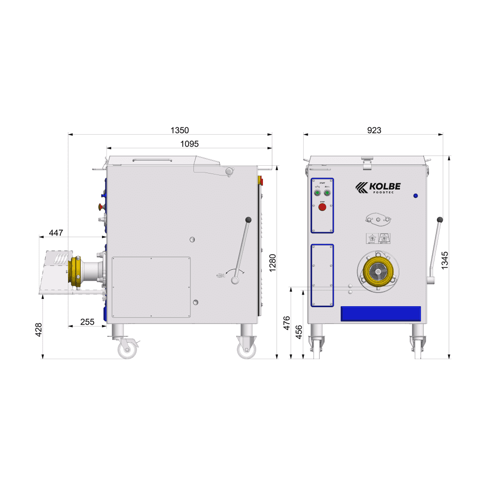 Kolbe MW52-120 mincer detail - butchers commercial grinder