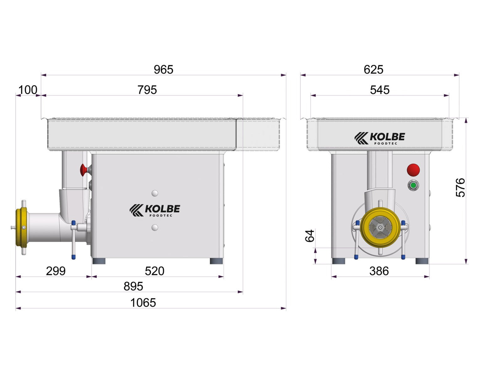 Kolbe TW100 mincer alternate view - professional butchers grinder