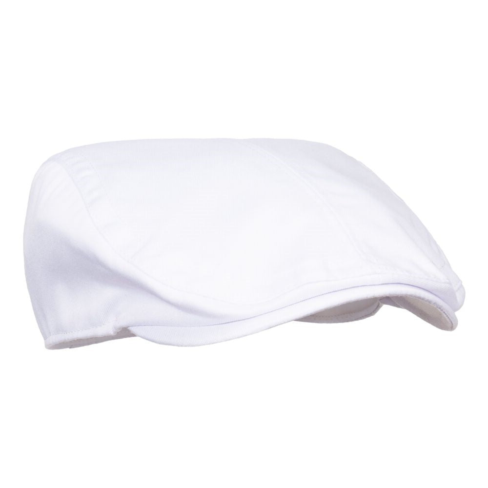 White Chefs Flat Cap Large Back Angled View - Professional Food Service Cap