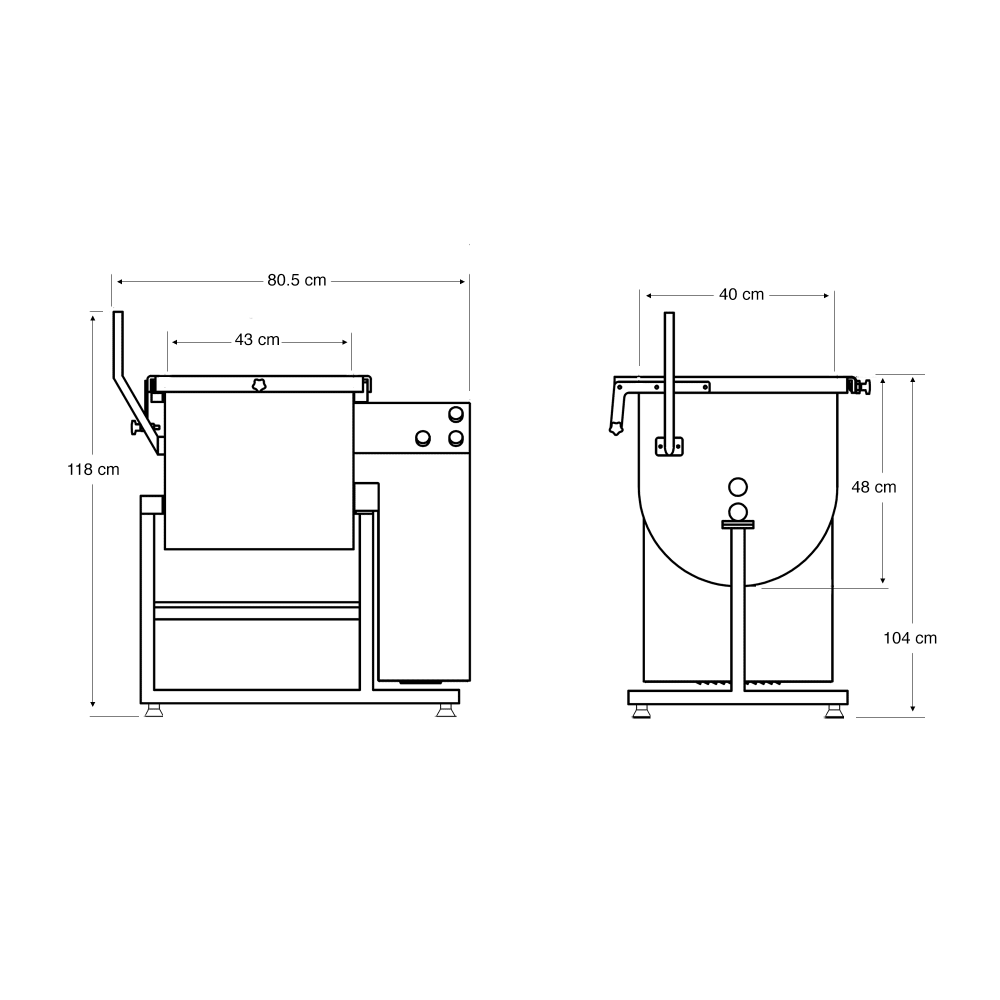 Omega MM50 Meat Mixer Technical Diagram - Commercial Meat Mixer Specifications and Dimensions