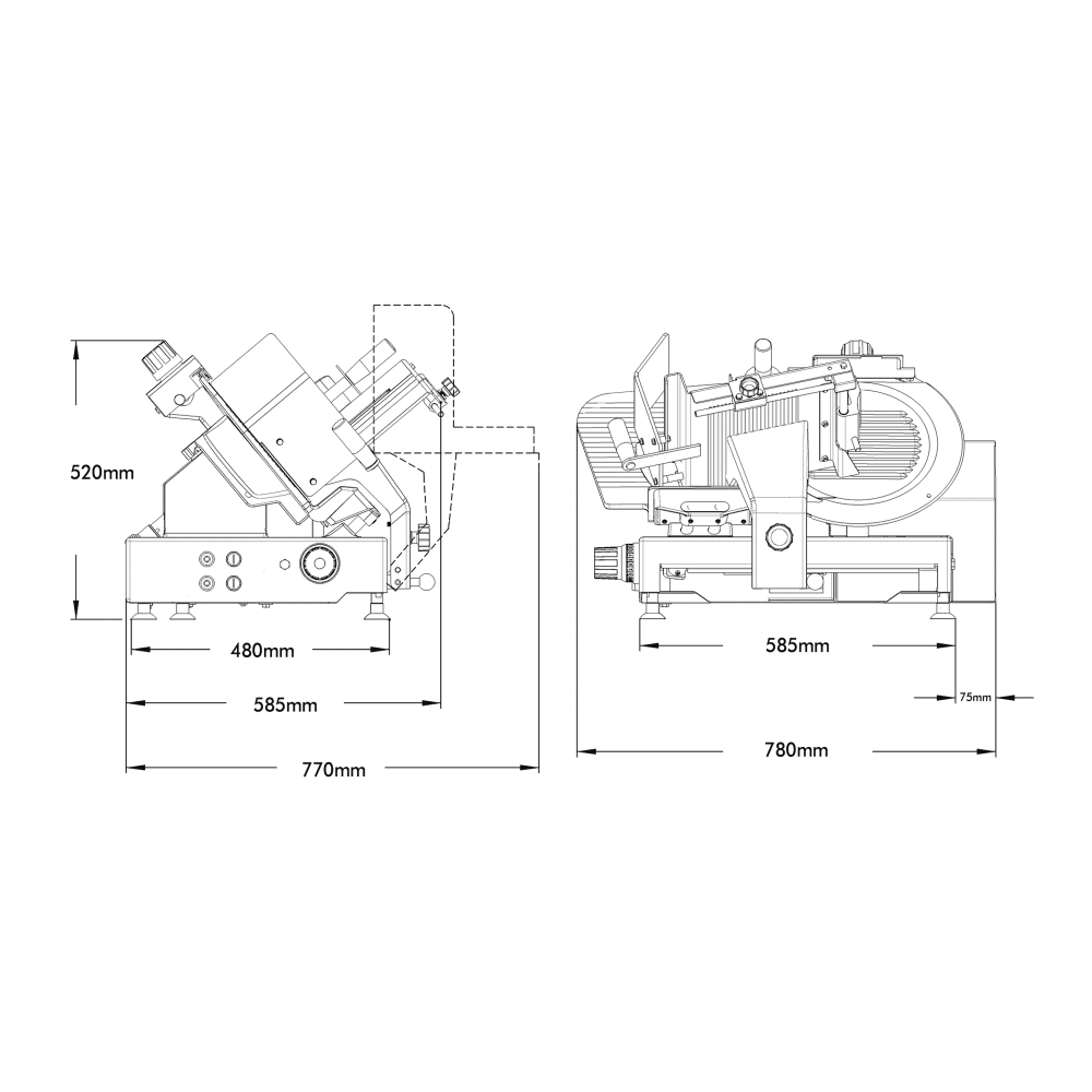 MEDOC MA350 Automatic Slicer Technical Diagram - Commercial Automatic Slicing Machine Specifications