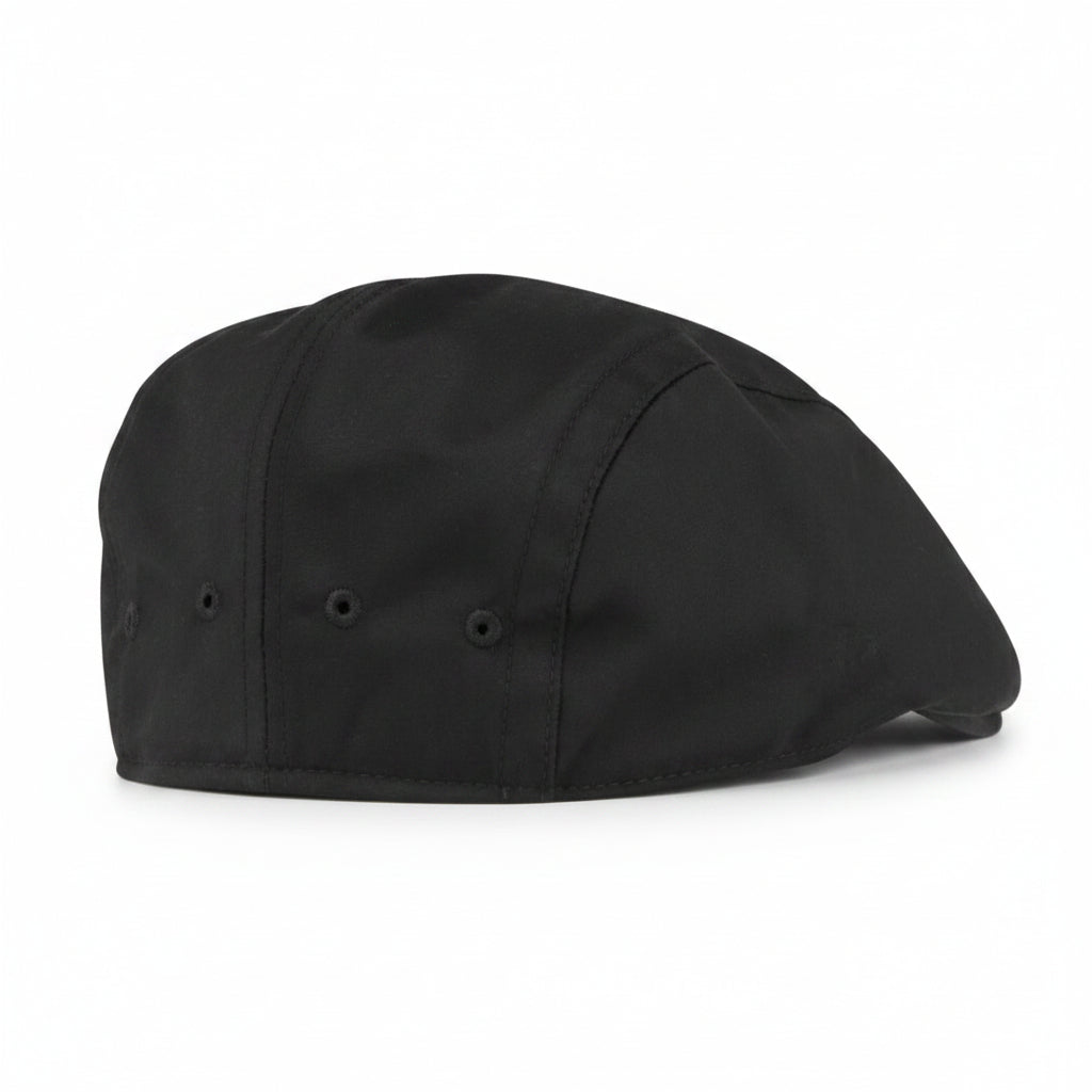 Black Chefs Flat Cap Medium Back View - Professional Food Service Flat Cap