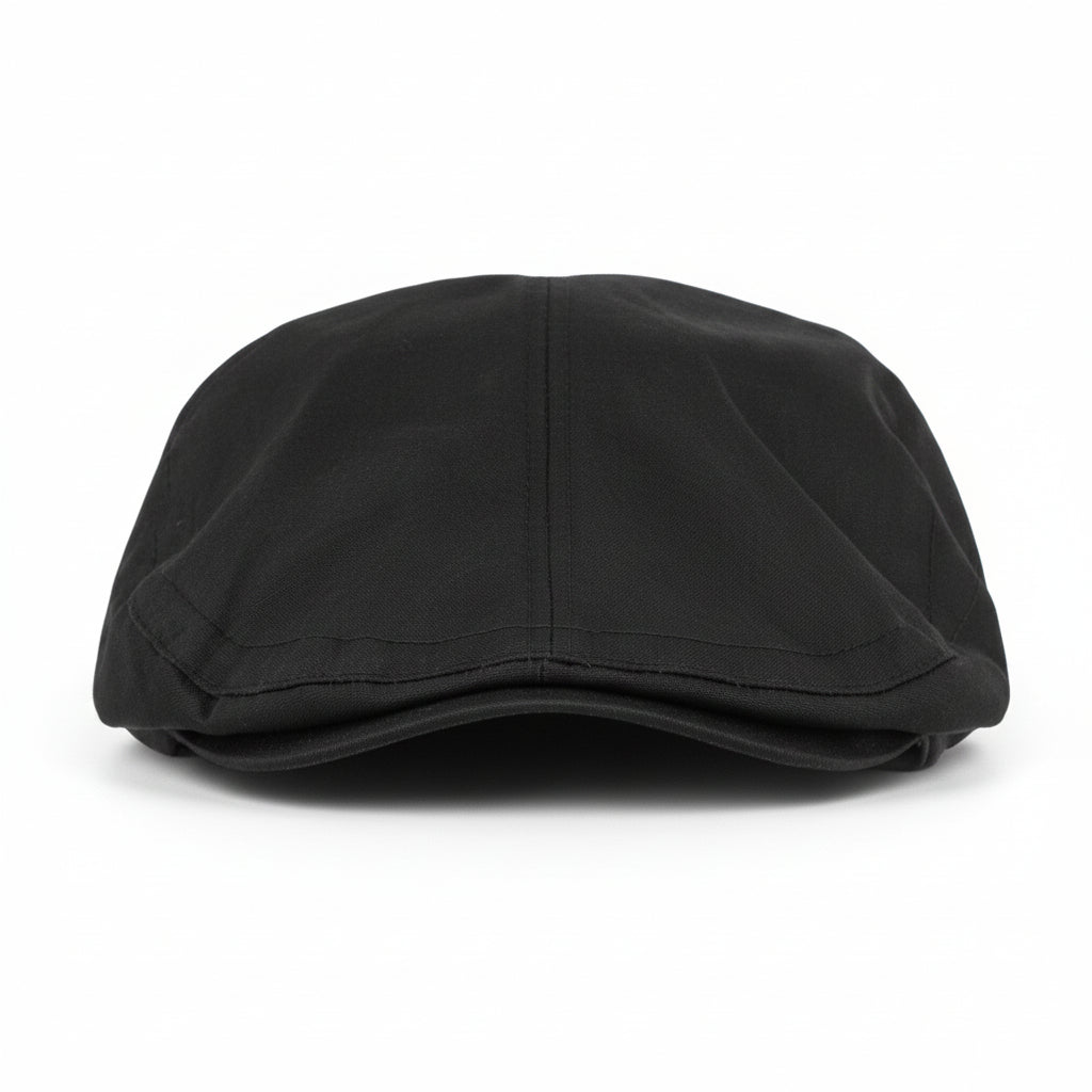 Black Chefs Flat Cap Medium Side View - Professional Food Hygiene Flat Cap