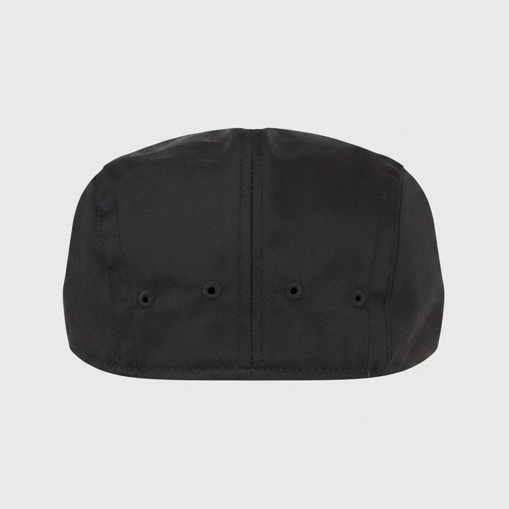 Black Chefs Flat Cap Medium Main View - Butcher Shop Food Service Hat