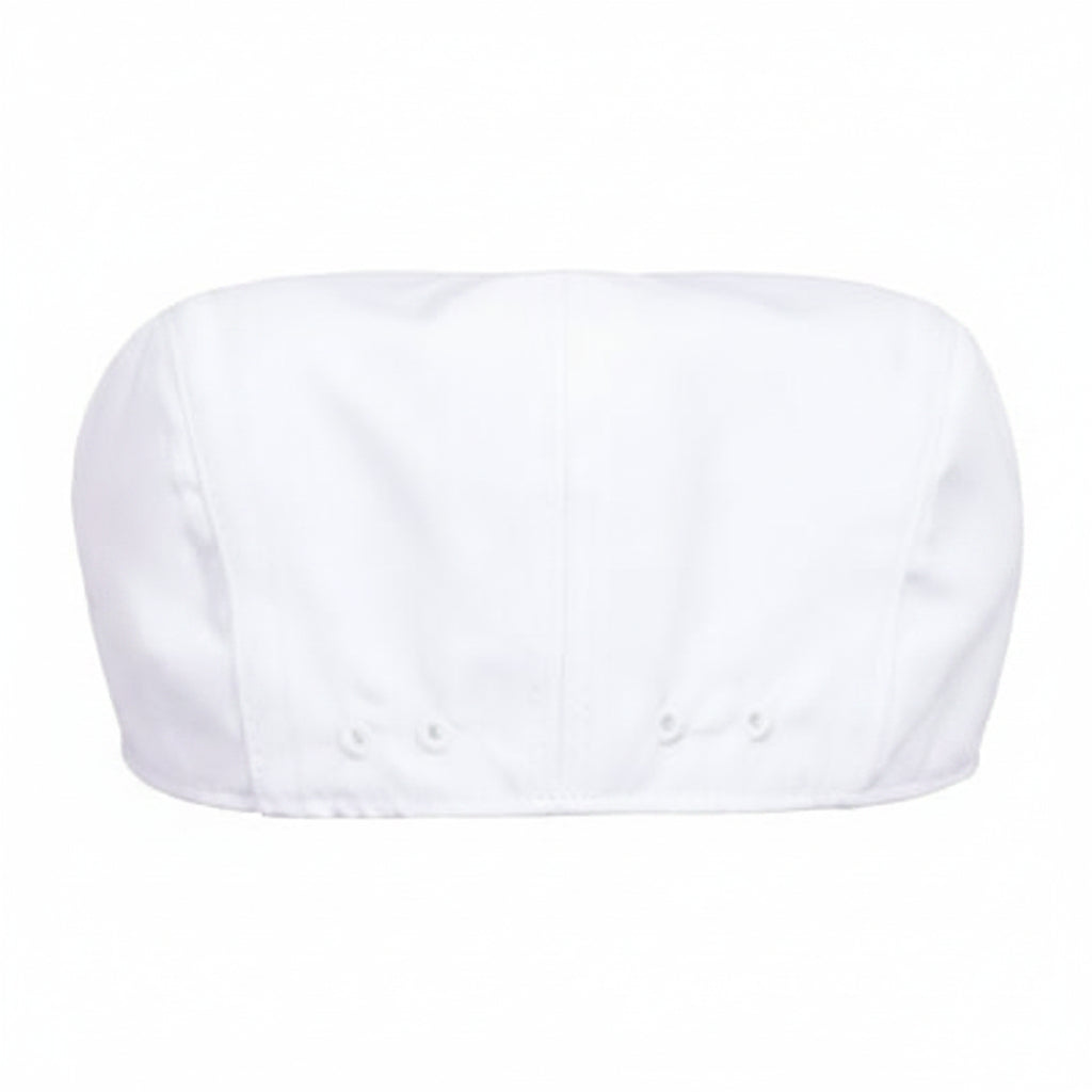 White Chefs Flat Cap Medium Main View - Butcher Shop Food Service Hat