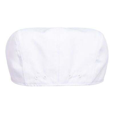 White Chefs Flat Cap Medium Side View - Butcher Shop Food Hygiene Hat