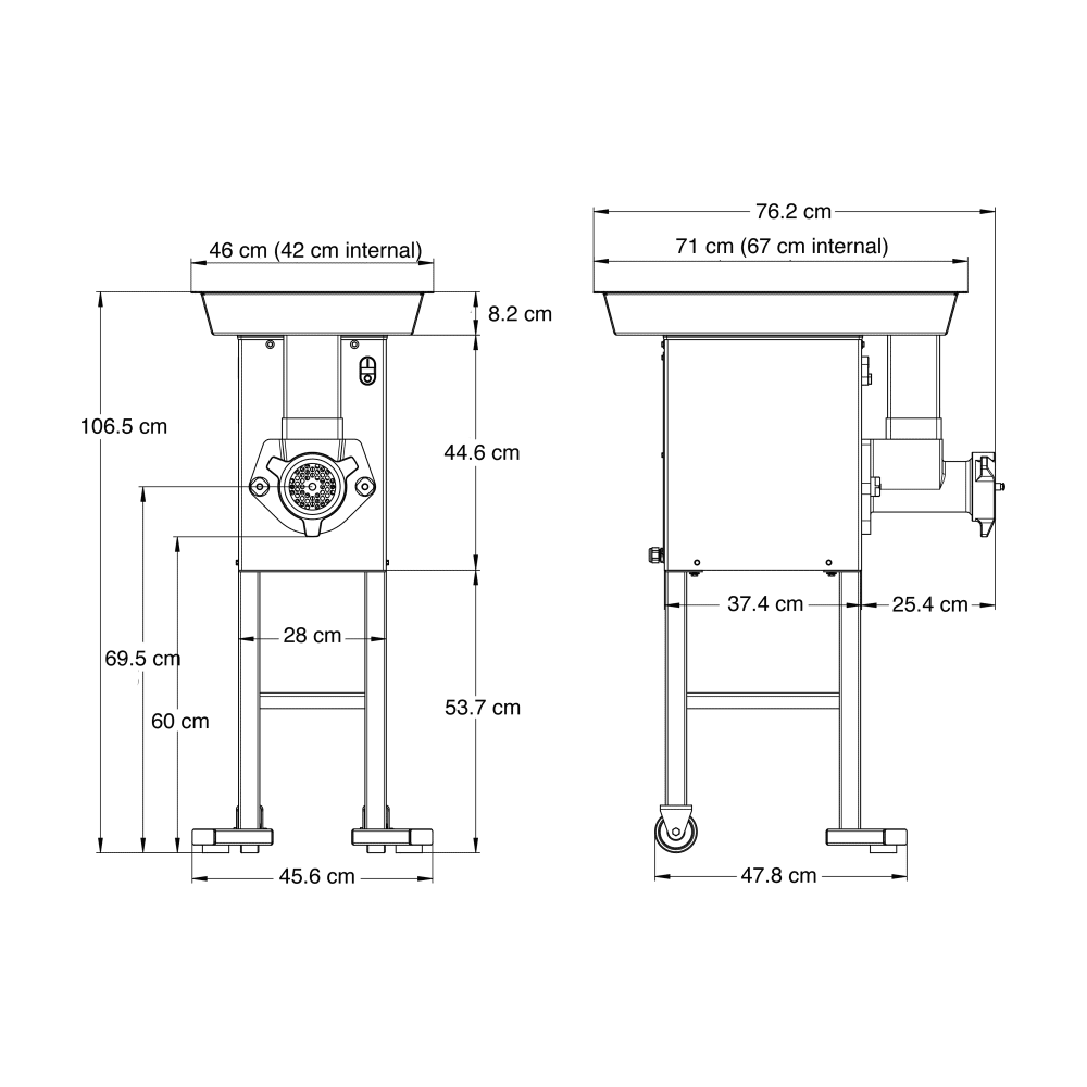 Medoc TM32/S meat mincer alternate view - professional stainless steel butchers equipment