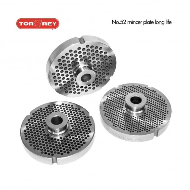 No.52 (42mm) commercial meat mincer plate detailed view - butchers replacement part