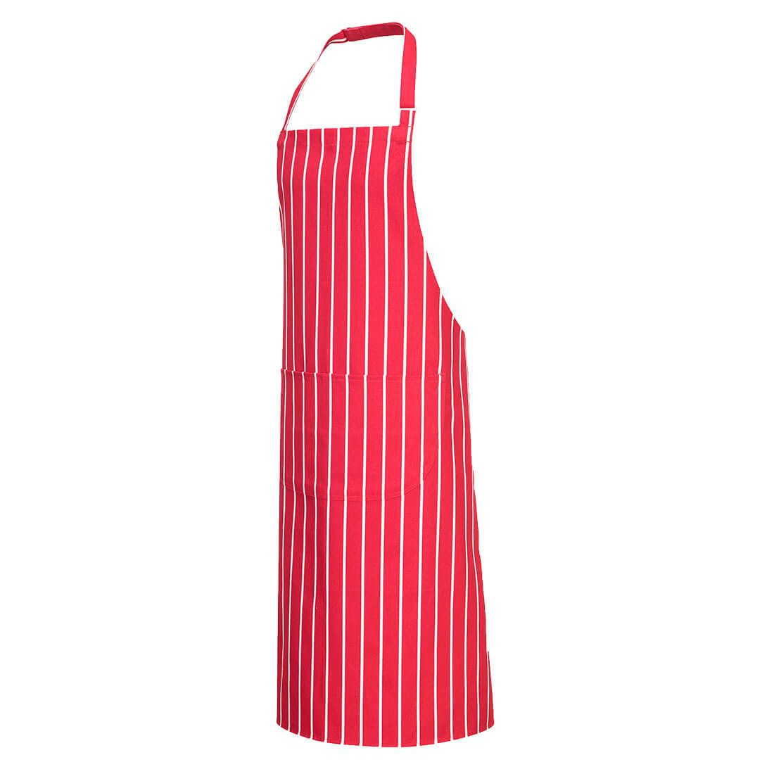 Polycotton check apron with pocket - butchers shop work apron