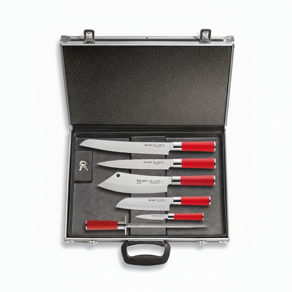 F Dick Red Spirit Knife Set - Professional Chef Knife Set with Sharpening Steel