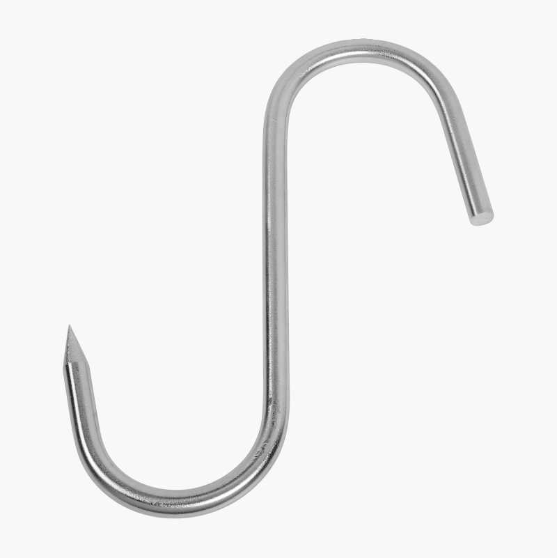 2 Point S Hooks 20x9cm Pack of 10 - Butcher Shop Large Meat Hanging Hooks