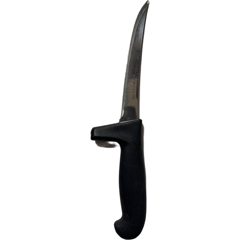 Refurbished black knife with large safety handle 15cm - butchers knife