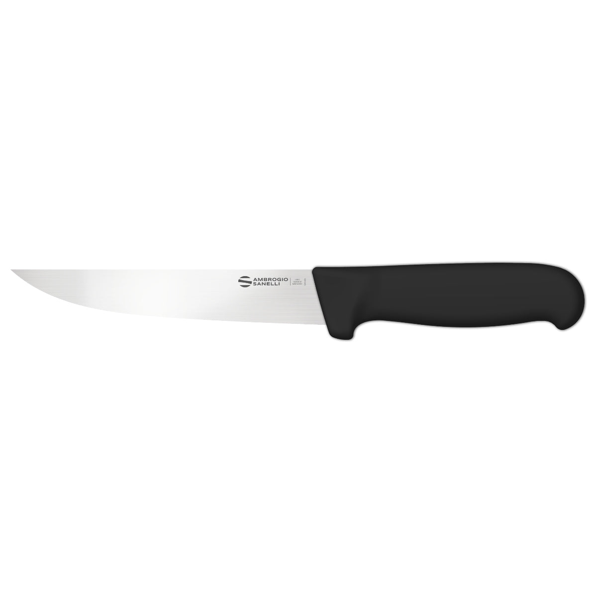 Ambrogio Sanelli Narrow Boning Knife 18cm Black Handle - Professional Butcher Boning Knife
