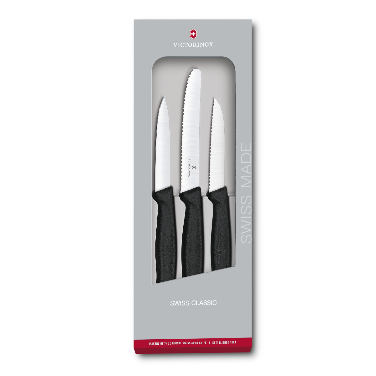 Victorinox Swiss Classic Paring Knife 3 Piece Gift Set Black - Professional Kitchen Knives