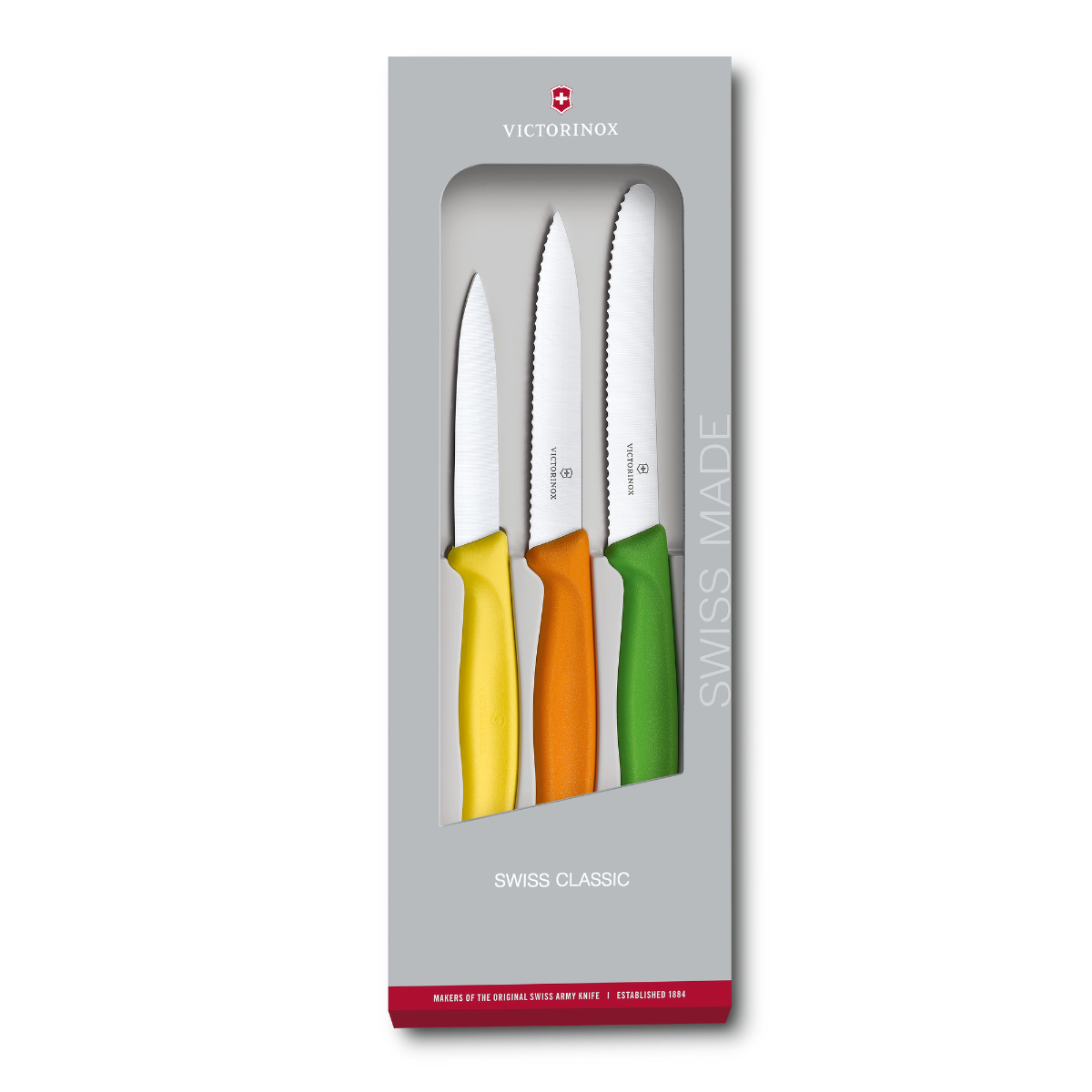 Victorinox Swiss Classic Paring Knife Set 3 Pcs Gift Box Red Orange Green - Professional Kitchen Knives