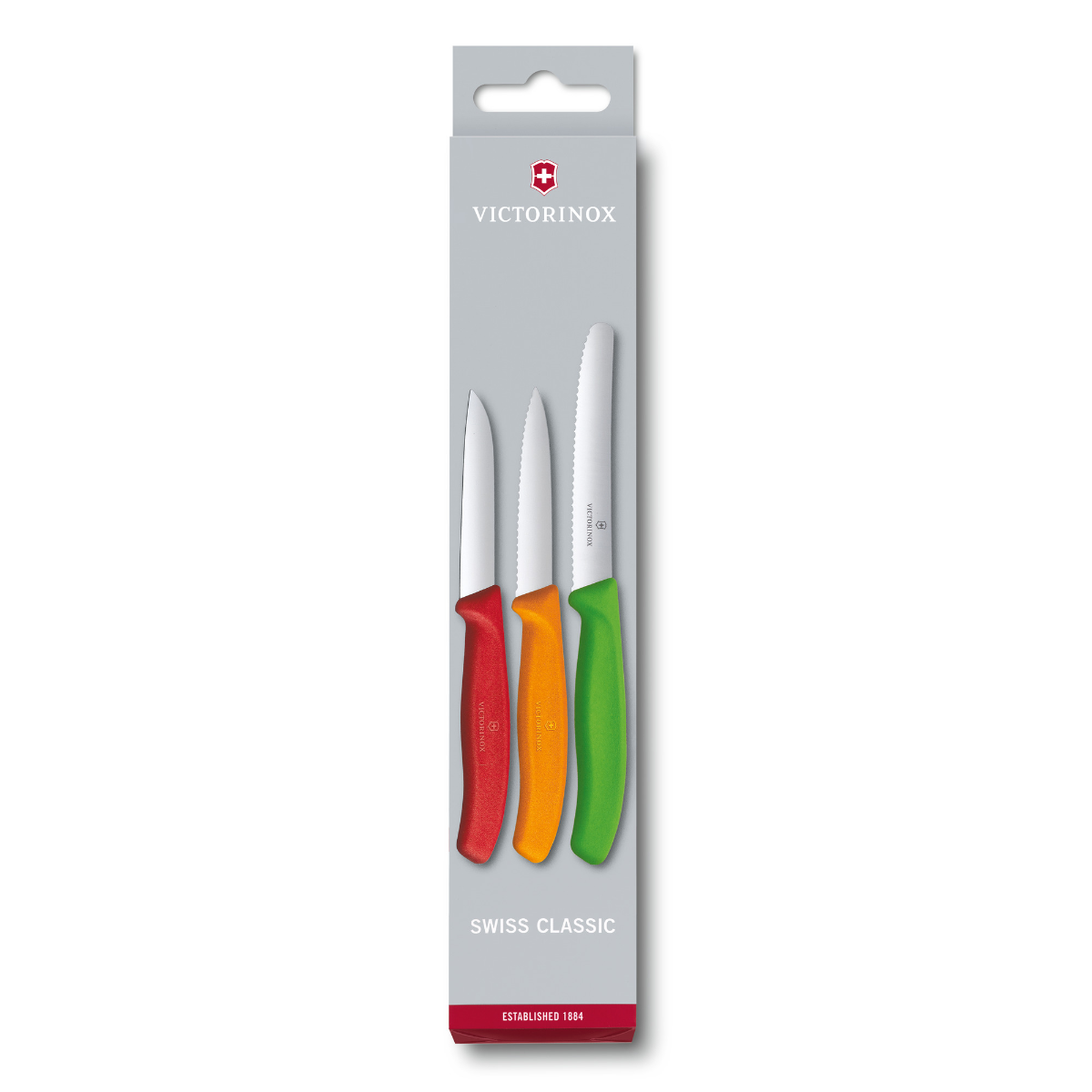 Victorinox Paring Knife Set 3 Piece Red Orange Green - Professional Kitchen Knife Set