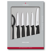 Victorinox Swiss Classic 6 Piece Paring Knife Set with Peeler Black - Professional Kitchen Knife Set