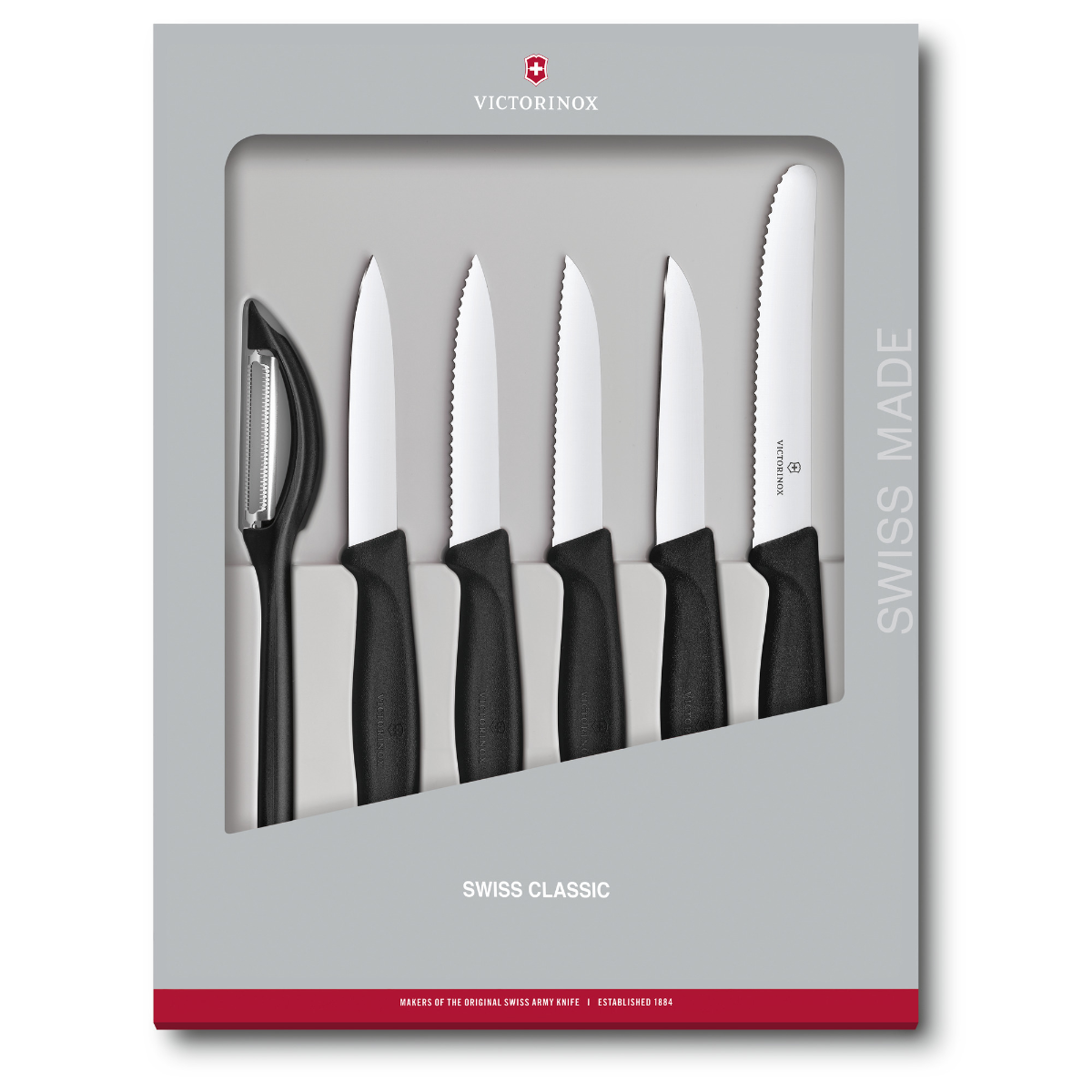 Victorinox Swiss Classic 6 Piece Paring Knife Set with Peeler Black - Professional Kitchen Knife Set