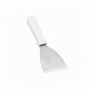 Tablecraft 3 Inch Stainless Steel Griddle Scraper - White Handle Kitchen Scraper Tool