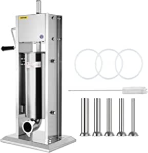 Vevor Sausage Stuffer 5L 8Lbs with 5 Filling Nozzles - Commercial Butcher Shop Sausage Filler