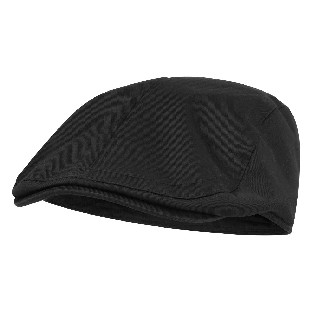 Black Chefs Flat Cap XL Size Front View - Professional Food Service Butcher Cap