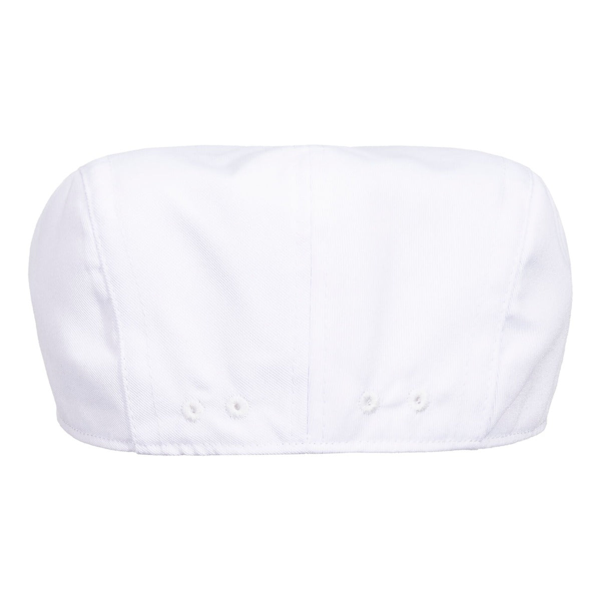 White Chefs Flat Cap XL Side View - Butcher Shop Food Service Hygiene Hat